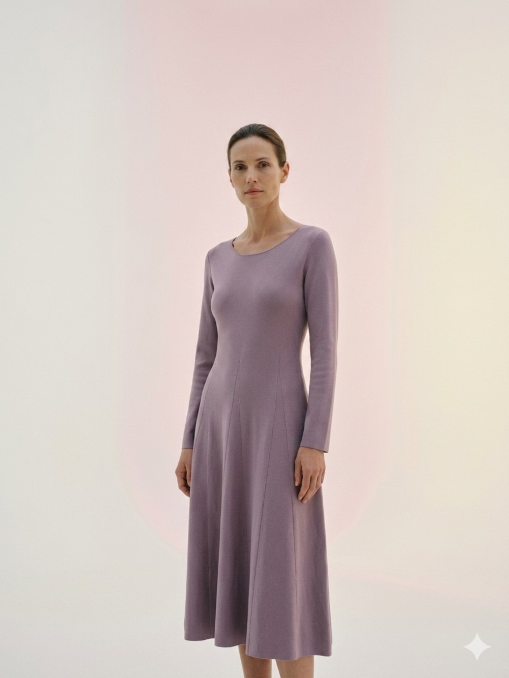 MARINA RINALDI Dress Long Sleeve Knit Midi Lavender Size XL